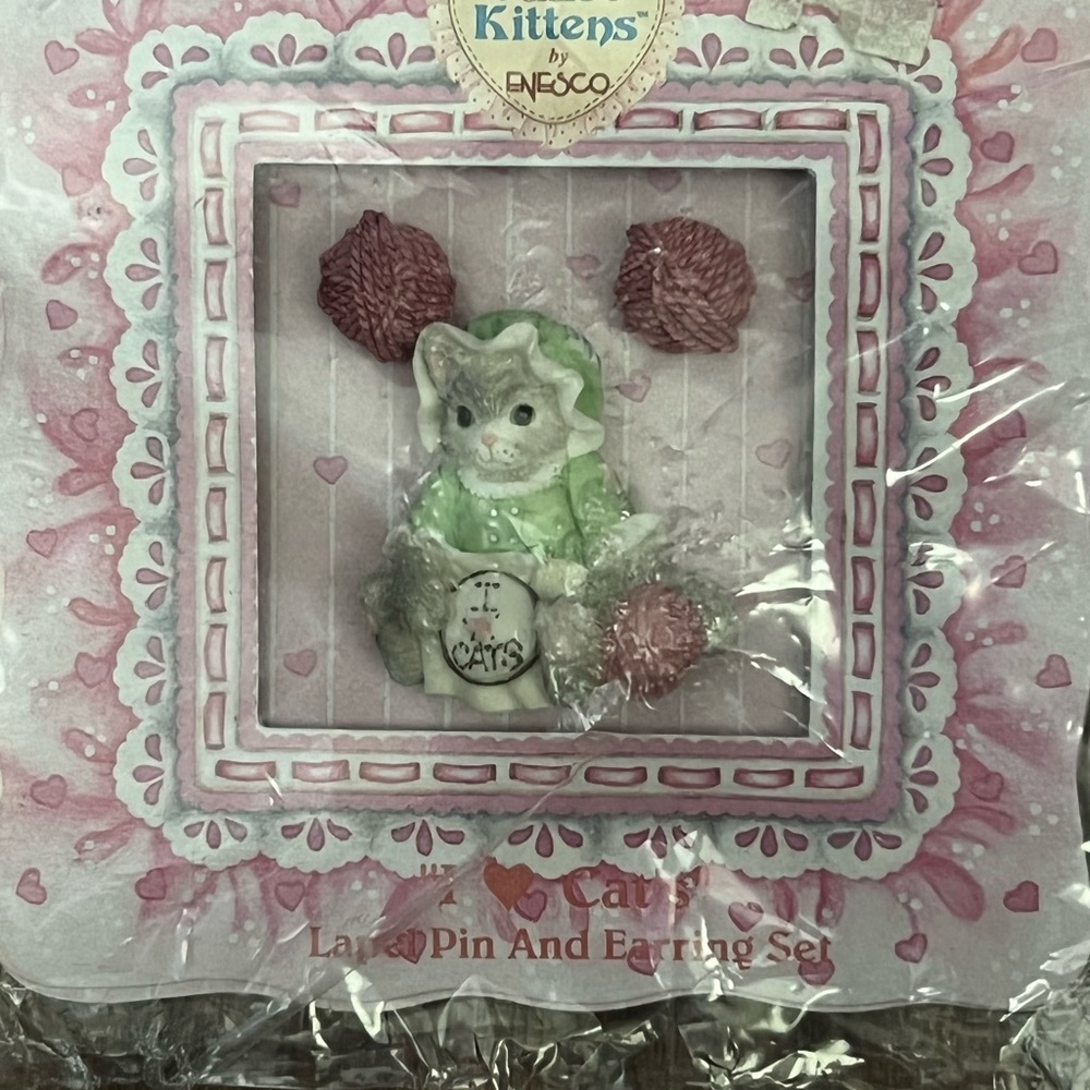 Calico Kittens by Ernesto earring set & lapel pin